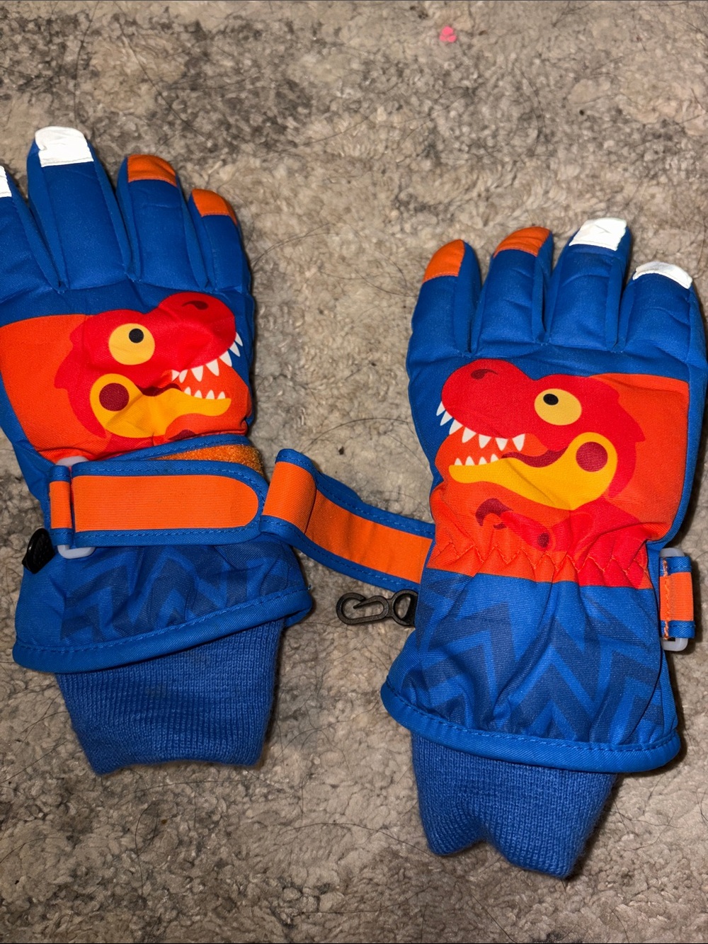 OFFERS OPEN! NWOT Kids ski gloves boys Blue & Orange Dinosaur Ski Gloves